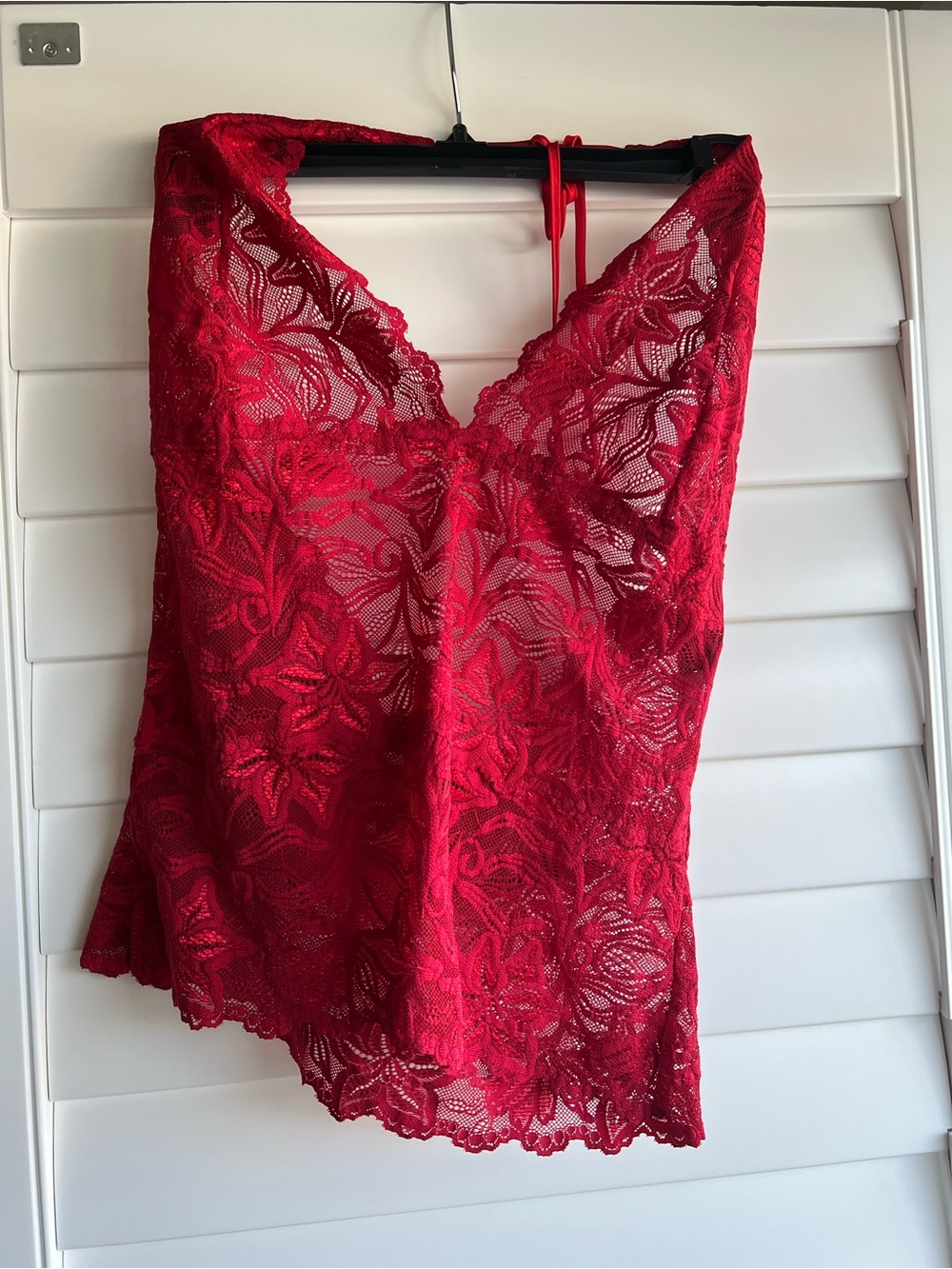 Frederick's of Hollywood Red Floral Lace Chemise